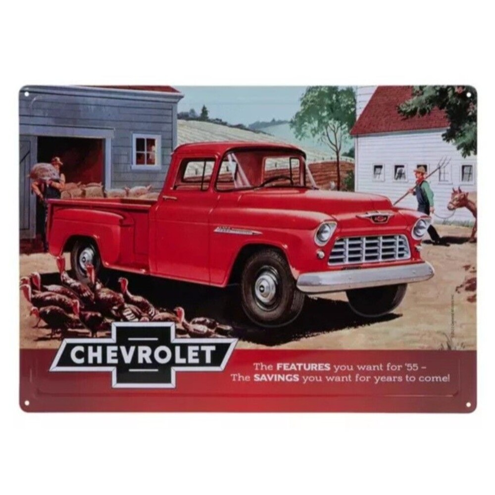 Red Chevrolet Pickup Farm Metal Sign Advertisement 12" x 17" New